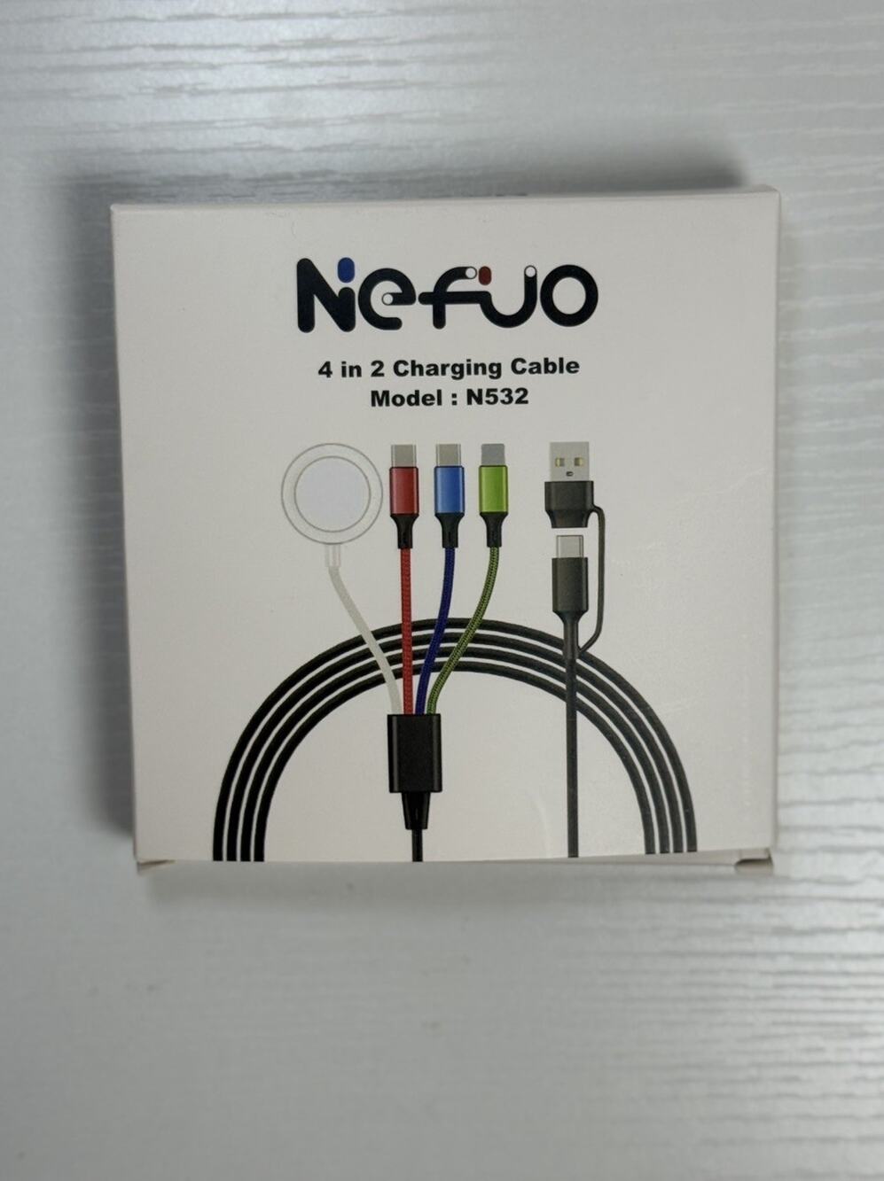 Nefuo Dual Type-C 4 in 2 Multi Charging Cable for iPhone Watch 1.8m, blue